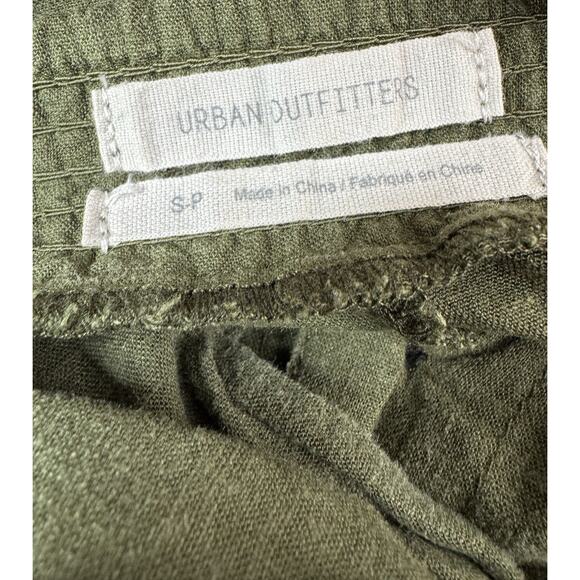URBAN OUTFITTERS Wide Leg Linen Jumpsuit S Olive Green Tie Back Vest Fit Boho - Picture 14 of 16